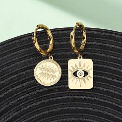 5 paio di orecchini a cerchio con strass in acciaio inossidabile 304&nbsp;EJEW-G447-01G