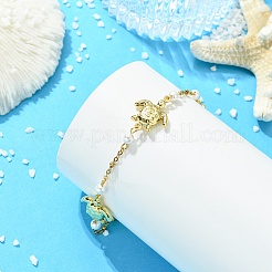 Braccialetti a maglie in acciaio inossidabile 304 e perle di conchiglia rotonde&nbsp;BJEW-JB13977-01