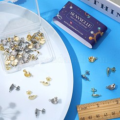 40 stücke 2 farbe 201 edelstahl oval stud ohrring Zubehörse&nbsp;STAS-SC0005-29