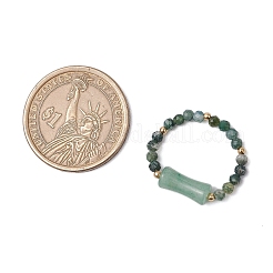 Ringe aus Perlen aus natürlichem Moosachat&nbsp;RJEW-TA00189