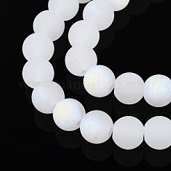 Brins de perles de verre imitation jade givré&nbsp;GLAA-T032-J8mm-MBB01