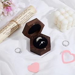 Sechseckige Ringboxen aus Holz für Paare mit magnetischem Klappdeckel&nbsp;AJEW-WH0695-028