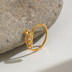 Bracciale rigido aperto da donna in acciaio inossidabile 304 con strass a forma di cuore.&nbsp;MH2776