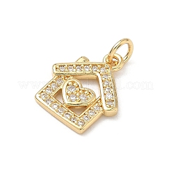 Pendenti in zirconi cubici trasparenti in micro pavè di ottone&nbsp;KK-H255-23G-1