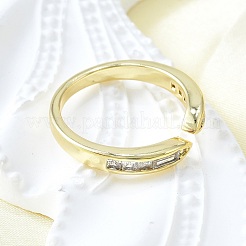 Offene Manschettenringe aus Messing mit Mikropavé und klaren kubischen Zirkonia für Damen&nbsp;RJEW-F179-06G