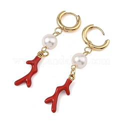 Pendientes colgantes de aro esmaltados de acero inoxidable 304 con diseño oceánico&nbsp;EJEW-JE07323