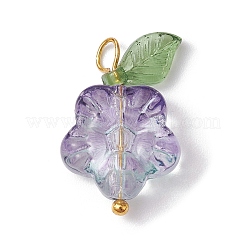 Pendenti con fiori in vetro trasparente e foglie in acrilico&nbsp;PALLOY-JF02287-02