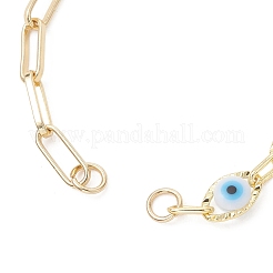 Handgefertigtes Armband aus Kunststoffgliedern mit bösem Blick und Messing-Büroklammern&nbsp;AJEW-JB01565