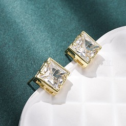 Latón micro pave aretes de circonita cúbica transparente&nbsp;EJEW-C174-02B-G