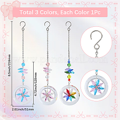 3 chaîne en acier inoxydable 304 3 couleurs et pendentif décoratif en verre&nbsp;HJEW-SP0001-10