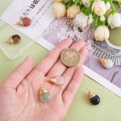 6 pièces 6 styles pendentifs en laiton de pierres précieuses naturelles et synthétiques&nbsp;G-SZ0002-11