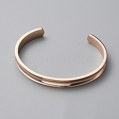 Bracelet manchette ouvert rainuré en acier inoxydable 304 pour femme&nbsp;LS-BJEW-WH0009-11RG