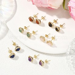 Boucles d'oreilles à tige en pierres précieuses naturelles mélangées&nbsp;EJEW-JE06696