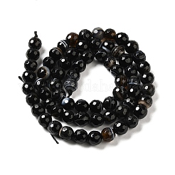 Chapelets de perles perles en agate noire naturelle&nbsp;G-A246-8mm-04