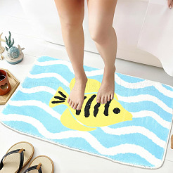 Alfombrilla de baño de fibra flocada con diseño de peces tropicales&nbsp;AJEW-FZC0003-05A