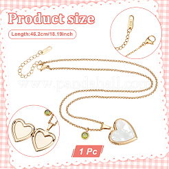 Collane con ciondolo a forma di cuore in conchiglia bianca naturale in acciaio inossidabile per donna&nbsp;NJEW-NB00014