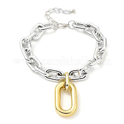 Colliers à pendentif ovale en aluminium&nbsp;NJEW-P289-01P