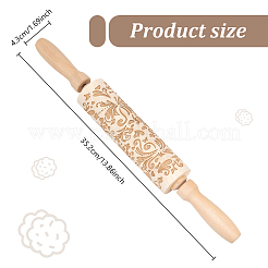Rouleau à pâtisserie en bois imprimé fleurs&nbsp;AJEW-WH0528-07