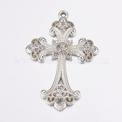 Legierung Rhinestone-Kreuz große Anhänger&nbsp;ALRI-1475-S-NR