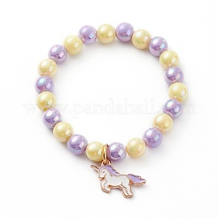 Stretch-Armband aus blickdichten Acrylperlen für Kinder&nbsp;BJEW-JB06498