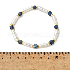 Braccialetti con perline di lapislazzuli naturale e perle coltivate d'acqua dolce&nbsp;BJEW-JB14045-04