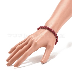 Pulsera elástica con cuentas de calavera de turquesa sintética (teñida)&nbsp;BJEW-JB08055