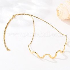 Choker-Halsketten mit Schiebeverschluss aus Edelstahl 304 mit Wellenmuster&nbsp;NJEW-Z106-01G