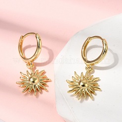Pendientes de aro de latón con forma de sol&nbsp;EJEW-H180-30A-G