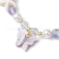 5 bracciale elastico in pietra di luna sintetica e perline di vetro&nbsp;BJEW-JB11855