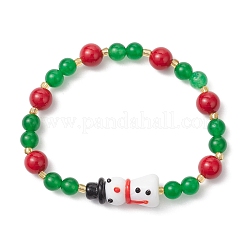 Stretch-Armbänder aus natürlich gefärbten Mashan-Jade-Edelsteinperlen&nbsp;BJEW-MZ00193