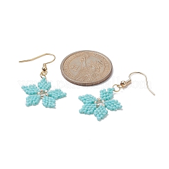 Boucles d'oreilles pendantes flocon de neige tressées en graines de verre&nbsp;EJEW-MZ00069-02