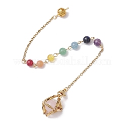 3 pièce 3 styles 304 chaîne en acier inoxydable pochette en macramé support de pierre vide pendules de radiesthésie&nbsp;HJEW-JM02325-01