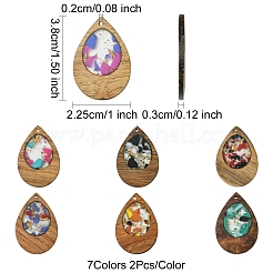 14 Stück 7 Farben Walnussholz Harz Anhänger&nbsp;WOOD-FS0001-31