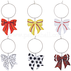 6 Stück 6 Stile Sport Bowknot Acryl Weinglas Charms&nbsp;AJEW-BM00002