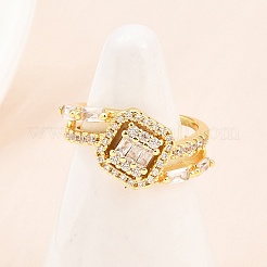 Anelli per polsini da donna in ottone con micro pavé di zirconi cubici&nbsp;RJEW-Z113-51G