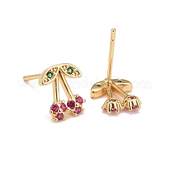 Pinkfarbene Zirkonia-Kirsch-Ohrstecker&nbsp;EJEW-G288-27G