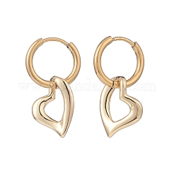 2 par de pendientes de aro colgantes de corazón de latón de 2 colores&nbsp;EJEW-JE05066