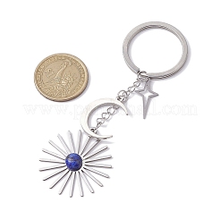 Schlüsselanhänger aus Edelstahl mit Anhängern aus natürlichen Edelsteinen&nbsp;KEYC-JKC00776-M