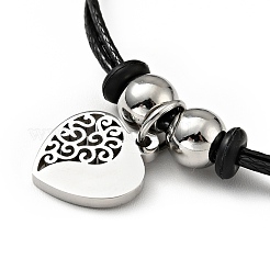 Bracciale con ciondolo a forma di cuore in acciaio inossidabile 304 con cordino cerato per donna&nbsp;BJEW-A125-13