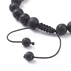 Jade naturel de Malaisie (teint) & pierre de lave & bracelet de perles tressées en hématite synthétique&nbsp;BJEW-JB08144-07
