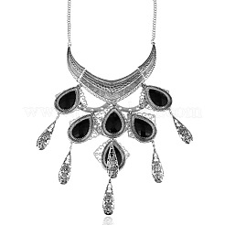 Colliers plastrons à pendentif en alliage de verre pavé de style ethnique en forme de larme&nbsp;FS-WGACB4A-02