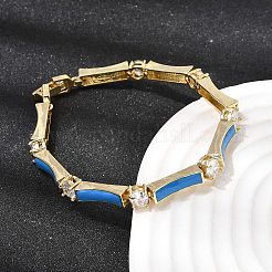 Messing-Gliederkettenarmbänder mit Mikropflaster und klarem Zirkonia für Damen&nbsp;BJEW-H639-04G