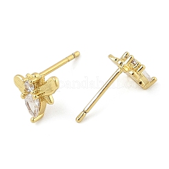 Boucles d'oreilles en laiton zircon cubique micro pavé clair&nbsp;EJEW-R016-26G-11