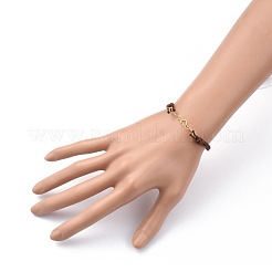 Braccialetti regolabili in ottone con maglie a cuore&nbsp;BJEW-JB05420