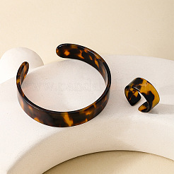 Armreif- und Fingerring-Sets aus Acryl mit Leopardenmuster für Damen&nbsp;FS-WG722C5-01