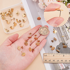 32 stücke 8 stil ionen beschichtung (ip) 201/304 edelstahl stud ohrring Zubehörse&nbsp;STAS-ME0001-39G