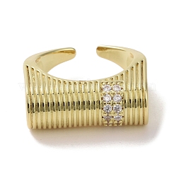Anello a polsino aperto in ottone con micro pavé di zirconi cubici&nbsp;RJEW-K256-46G