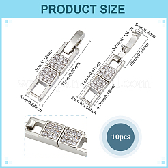 10 fermoir de bracelet de montre en laiton micro pavé de zircone cubique transparente&nbsp;KK-PH0014-30P
