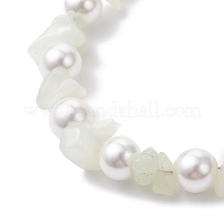 Natürliche neue Jade-Chip & Glasmuschel runde Perlenarmbänder&nbsp;BJEW-JB12317-02