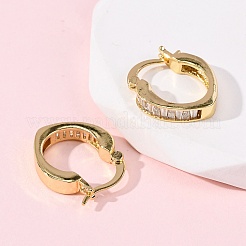 Creolen aus Messing mit Mikropavé und klarem Zirkonia-Ring&nbsp;EJEW-K267-16G